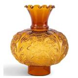 Vintage Amber Pressed Glass Hurricane Lamp Shade