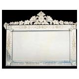 Large Venetian Etched Glass Wall Mirror