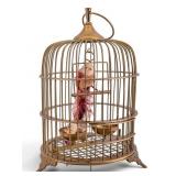 Vintage Brass Birdcage w/ Faux Birds
