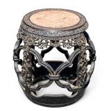 Vintage Chinese Carved Barrel Stool