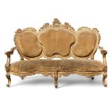 Antique French Louis XV Style Giltwood Settee