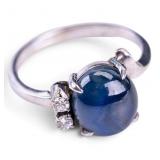Vintage14k White Gold Star Sapphire Ladies Ring