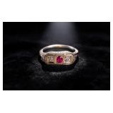 18k White Gold Art Deco Three Stone Ring