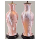 Pair of Marbleized Porcelain Urn Form Lamps