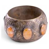 Antique Chinese Export Silver Repousse Cuff