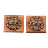Pair of Solid Bronze Lion Head Mounts
