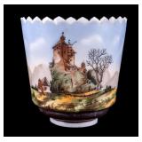 Vintage Hand-Painted Scenic Glass Lamp Shade
