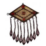 Silver Turkmen Carnelian Head Necklace Piece