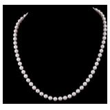 Single-Strand Knotted Pearl Necklace W/ 14k Clasp