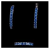 Sterling Blue Stone Earrings w/ Matching Ring