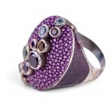 Sterling Silver and Eel Skin Ring