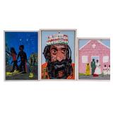 3 Errol Darling Jamaican Folk Art Paintings