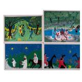 Four Errol Darling Jamaican Folk Art Paintings