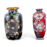 Pair of Antique Chinese Cloisonnï¿½ Floral Vases
