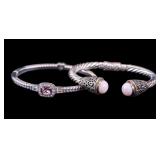 2 Designer Style Sterling Silver Bracelets