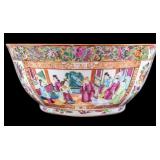 Antique Chinese Rose Medallion Punch Bowl