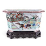 Chinese Hand-Painted Porcelain Planter w/ Stand
