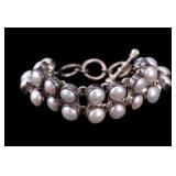 .950 Silver & Pearl Bracelet by Charles Albert