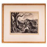 John S. de Martelly "Blue Valley Fox Hunt" Litho