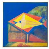 Large Abstract Oil on Canvas, Signed Mano, 1970