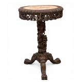 Chinese Carved Dragon Marble Top Table