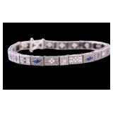 Vintage14k White Gold Art Deco Panel Bracelet