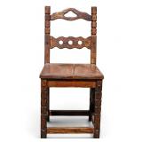 Antique Rustic Carved Oak Side Chair