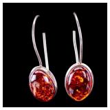 Sterling Silver and Amber Earrings