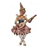 Large European Hand-Painted Carnival Musician Lady