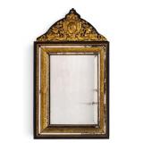 Antique Beveled Glass Mirror with Figural Crest