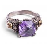 Barbara Bixby Sterling and 18K Gold Amethyst Ring