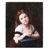 Antique Portrait of Young Girl, Wood Panel