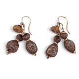14K Gold Victorian Hairwork Earrings