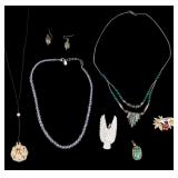 Carved Owl Pendant and Jewelry
