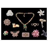 Florenza Necklace and Vintage Pins