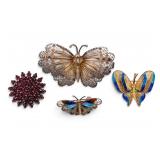 Antique Silver Butterfly Brooches