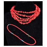 Monet Beaded Necklace & Coral Multi Strand W/Clasp