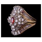 Vintage 14k Yellow Gold Ruby and Diamond Ring