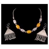 Tribal Silver Uzbek Necklace & Earrings