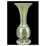 Bohemian Cut-to-Clear Overlay Art Glass Vase