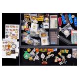 Lapel Pins, Calculators, and Keychains