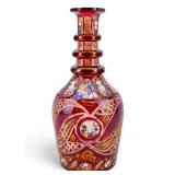 Antique Bohemian Ruby Red Cut Glass Decanter