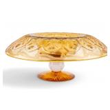Amber Crystal Cut-to-Clear Pedestal Bowl
