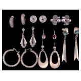 8 Pairs of Vintage Silver Earrings