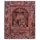 Antique German Carved Wooden Relief Plaque