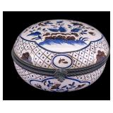Blue and White Porcelain Hinged Trinket Box