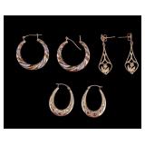 Yellow Gold Earrings (3 Pairs)