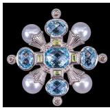 Sterling Silver Judith Ripka Brooch Pendant