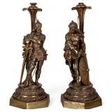 Pair, Bronze Figural Victorian Era Lamps