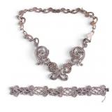 Ornate Sterling Silver Necklace & Bracelet